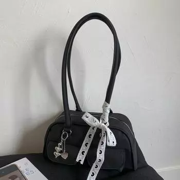 Premium bag women s new autumn and winter versatile shoulder underarm bag portable bowling bag pillow bag чёрный