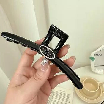 Premium Black Hair Clip: Letter Shape, Shark Design, Back of Head Headdress