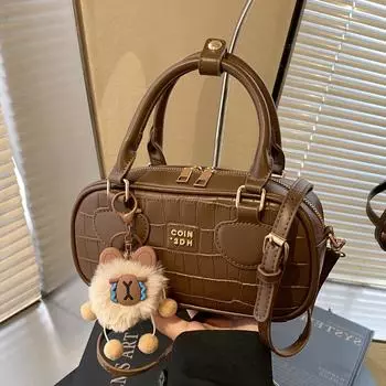 Премиальная сумка для боулинга Сумка-подушка для рук Женская рабочая маленькая сумка Одноплечевая сумка кроссбоди Сумка Бостон no pendant коричневый