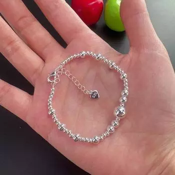 Премиум-браслет Hundred для женщин, градиентные круглые бусины, уникальный подарок, нишевый дизайн, минималистская мода, ручная работа, интервальные струны серебряный