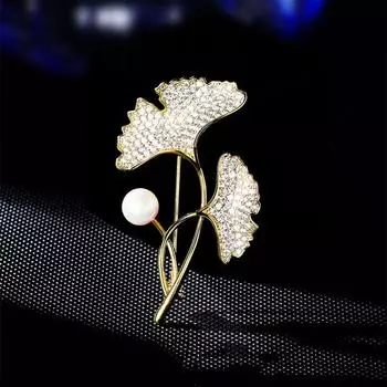 Премиум брошь женская булавка с жемчугом гинкго билоба фиксированная одежда анти-свет пряжка костюм аксессуары