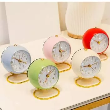 Премиум будильник металлические часы украшения украшения элегантные прикроватные часы лампа стол синий