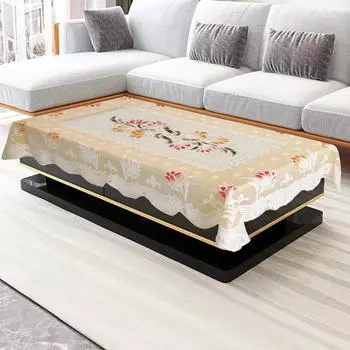 Premium Center Table Cloth, Soft Cotton Knitting Fabric (Spring-101, 40x60- Center Table) 60 x 40 inch (Rectangular