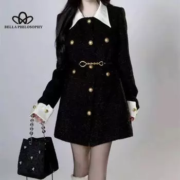 Премиум черная куртка женская высококачественная повседневная куртка премиум высокого качества длинное пальто повседневное пальто S чёрный