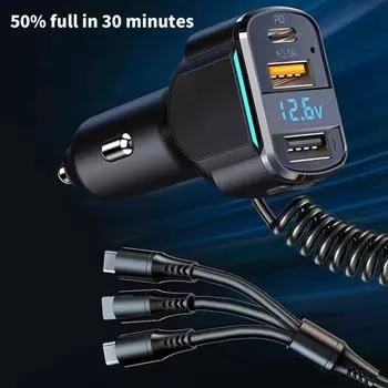 Премиум-цифровой дисплей, легкое автомобильное зарядное устройство, два порта USB, быстрая зарядка телефона для автомобиля B