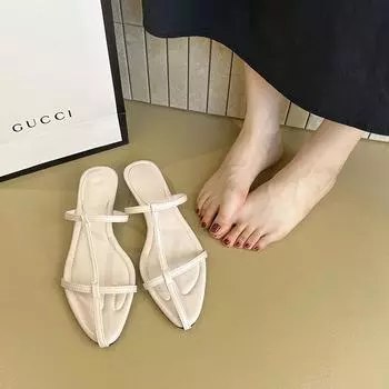 Premium cool slippers women s summer wear exquisite new flat heels temperament cool shoes 35