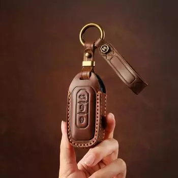Premium Cowhide Key Cover for 2020 Jiangling Ford Yuhu - Unisex Full Protection чёрный