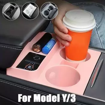 Premium Cup Holder Insert Secure Fit for Model Y/3 Center Console Round Slot Cover with Enhanced Interior Style Tools Amagi серый