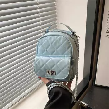 Premium diamond chain double shoulder small bag women 2025 new fashion versatile backpack handbag чёрный