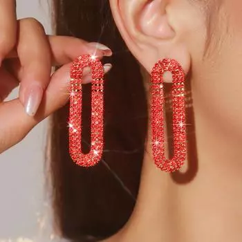 Премиум-дизайн Sense Of Geometric Design Длинные серьги Модные блестящие женские серьги с кристаллами Серьги для выступлений на сцене Свадебные серьги