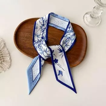 Премиум длинный маленький шелковый шарф женский декоративный резинка для волос сумка подарочный стример повязка на голову 7*100cm