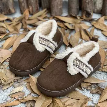 Premium fashion cotton slippers winter wear warm plush slippers indoor home non-slip low-top cotton slippers women 36 хаки
