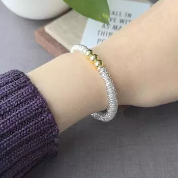 Premium Hundred Bracelet Women s Gradient Round Beads One-of-a-Kind Gift Light Luxury Silver Color Circle Fashion Handmade Spacer String серебряный