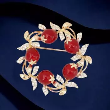 Премиум хурма жуйи брошь женственность универсальный костюм чеонгсам аксессуары элитные праздничные подарки Electroplated real gold красный