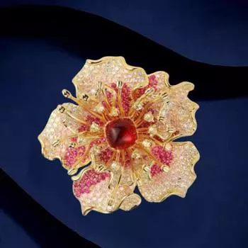Премиум-класс, роскошная брошь в виде пиона, женственность, знаменитость, корсаж, универсальная одежда, аксессуары, подарок Electroplated real gold красный
