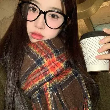 Премиум контрастный цвет клетчатый шарф с бахромой шарф для пары теплый и ветрозащитный длинный платок для женщин тёмно-синий