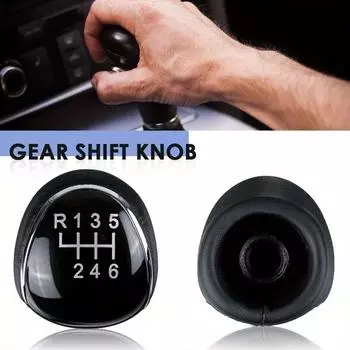 Premium Leather 6-Speed Gear Shift Knob For Ford Focus & Mondeo - Easy Install, Durable Design чёрный