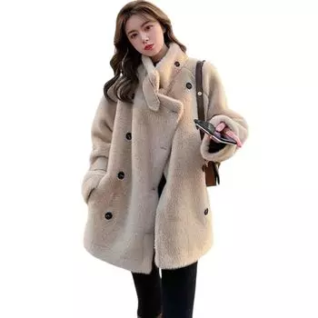 Premium Line пушистый мех зимнее боа большой размер с холодной элегантной легкой бежевой L [UQQA] пальто, женская, одежда, куртка, верхняя одежда, oversilhouette,