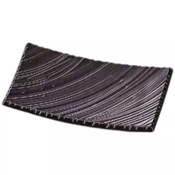 Premium Nigiri Sushi 21cm Shinogi Wave Carved Plate with Black and Silver Oxidized Made in Japan J-Kitchens Plate, Finish, Shatter-Resistant,