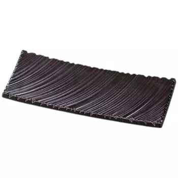 Premium Nigiri Sushi 31cm Shinogi Wave Carved Plate with Black and Silver Oxidized Made in Japan J-Kitchens Plate, Finish, Shatter-Resistant,