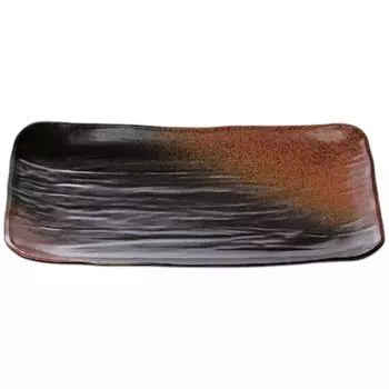 Premium Nigiri Sushi Large Treasure Serving Black Made in Japan J-Kitchens Plate, 3.5cm Long, Square, Plate, Lacquered, Shatter-Resistant,