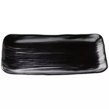 Premium Nigiri Sushi Long Rectangular Daiho Serving Yuzu Tenmoku Black Made in Japan J-kitchens Plate, A-Shaku 0-Sun Plate, (Black Backing),