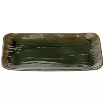 Premium Nigiri Sushi Long Rectangular Daiho Serving Oribe Black Made in Japan J-Kitchens Plate, 8-inch Plate, Lacquer, Shatter-Resistant,