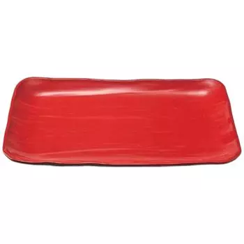 Premium Nigiri Sushi Long Rectangular Daiho Serving Made in Japan J-Kitchens Plate, 5.5-inch Plate, Red, Double-Coated, Shatter-Resistant,