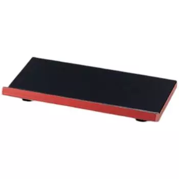 Premium Nigiri Sushi Plate DX Serving Stand Black Rimmed with Red Made in Japan J-kitchens (A) 8-inch (Small) Edge, Shatter-Resistant,