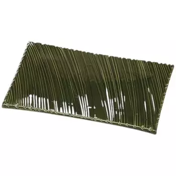 Premium Nigiri Sushi Shinogi Wave Carved Plate with Oribe Made in Japan J-Kitchens Plate, 33cm, Lacquer, Shatter-Resistant,