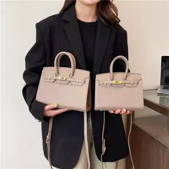 Премиум новая сумка модная сумка с замком Platinum портативная сумка через плечо женская сумка большой вместимости сумка для поездок на работу Large серый