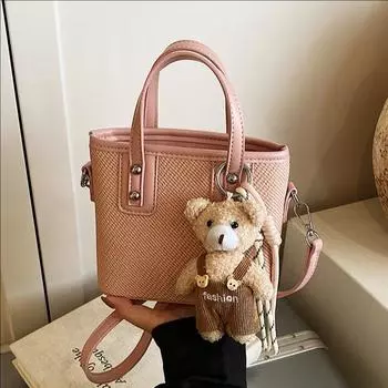 Премиум однотонная переносная сумка-ведро для женщин, трендовая сумка-мессенджер через плечо для поездок на работу no pendant хаки