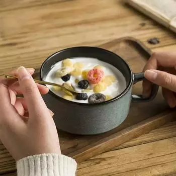 Премиум-ощущение, смена обжига, французская кофейная чашка, большая емкость, ретро-чашка для завтрака, керамическая кружка, чашка для воды, овсянка, завтрак, молочные чашки 400ml