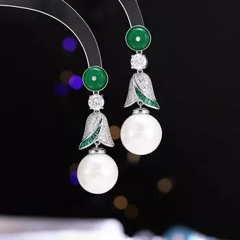 Premium pearl pendant earrings s925 silver needle niche retro temperament light luxury fashion earrings