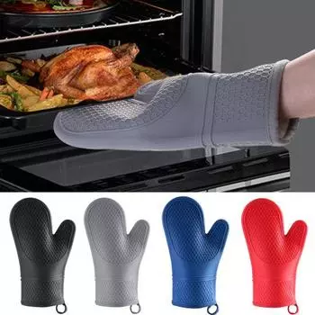 Премиум-перчатки для приготовления пищи, теплоизоляция, цепкий дизайн, защита синий