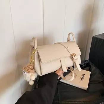 Премиум повседневная маленькая квадратная сумка через плечо женская осенне-зимняя модная универсальная трендовая простая сумка-мессенджер в иностранном стиле without pendant коричневый