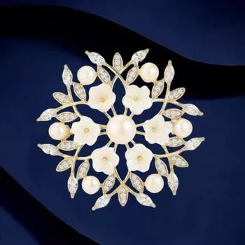 Премиум Пресноводный жемчуг Цветок Брошь Ниша Роскошь Атмосфера Натуральный Ракушка Цветок Булавка Новая Брошь Electroplating real gold