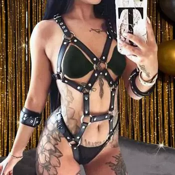 Премиум регулируемый искусственная кожа сексуальный боди-хэнд панк женщины полный для жены