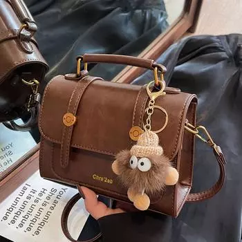 Premium Retro Handbag Bag Women S Winter Popular Versatile Commuter Shoulder Bag Crossbody Small Square Bag коричневый