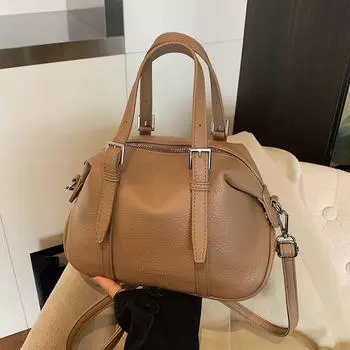 Premium Retro Lychee Pattern Small Bag Women S Spring Tide Underarm Shoulder Bag Portable Boston Bag коричневый