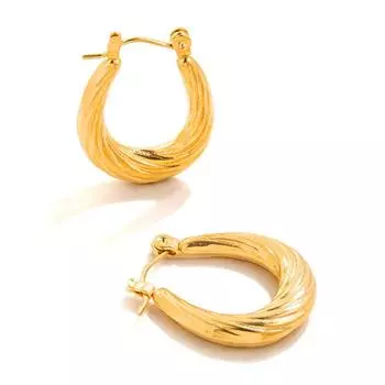 Premium Retro-plated 18K Gold Stainless Steel Earrings, Simple Women s Plum Blossom Pattern Oval Earrings