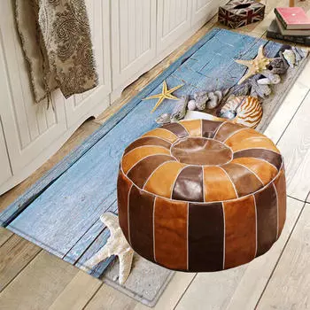 Премиум ручной работы из искусственной кожи в стиле бохо, пуф, подставка для ног, без набивки, подушка для хранения, подставка для ног