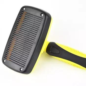 Премиум Самоочищающаяся щетка для собак, пуходерка, удобная маленькая и большая расческа для собак, инструменты для ухода за домашними животными, подходит для кошек, различные виды шерсти жёлтый