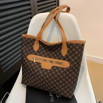 Premium sense big bag 2025 новая модная легкая роскошная женская сумка через плечо большая вместительная универсальная сумка-тоут коричневый