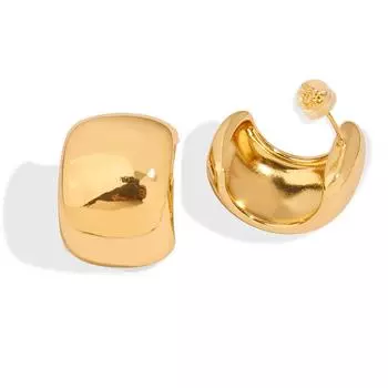 Премиум Sense Exaggerated Simple Round Ears, женские стильные модные гладкие C-образные серьги с пряжкой из 18-каратного золота с медным покрытием