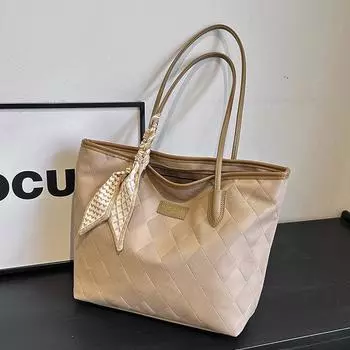 Premium sense large-capacity bag women s 2024 new simple diamond tote bag fashionable versatile shoulder commuter bag белый