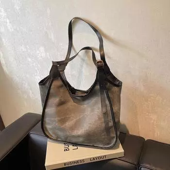 Premium sense large capacity tote bag women s bag 2025 new fashion explosion single shoulder vegetable basket portable bucket bag чёрный