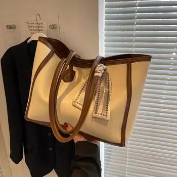 Premium Sense Simple контрастного цвета большая сумка женская универсальная популярная сумка через плечо большой емкости сумка для поездок на работу чёрный