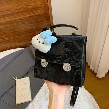 Premium sense small bag women 2025 new versatile backpack portable student schoolbag fashion going out backpack грязно-белый