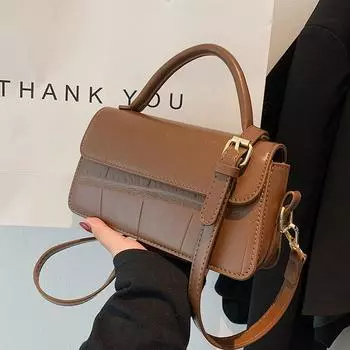 Premium sense small bag women s 2024 new trendy versatile shoulder messenger bag popular retro autumn and winter portable small square bag хаки